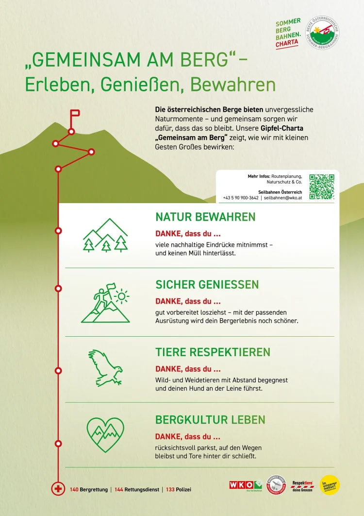 Charta der besten österreichischen Sommerbergbahnen – Zertifikat